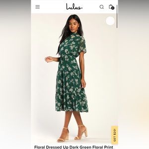 NWT Lulus Green Floral Midi